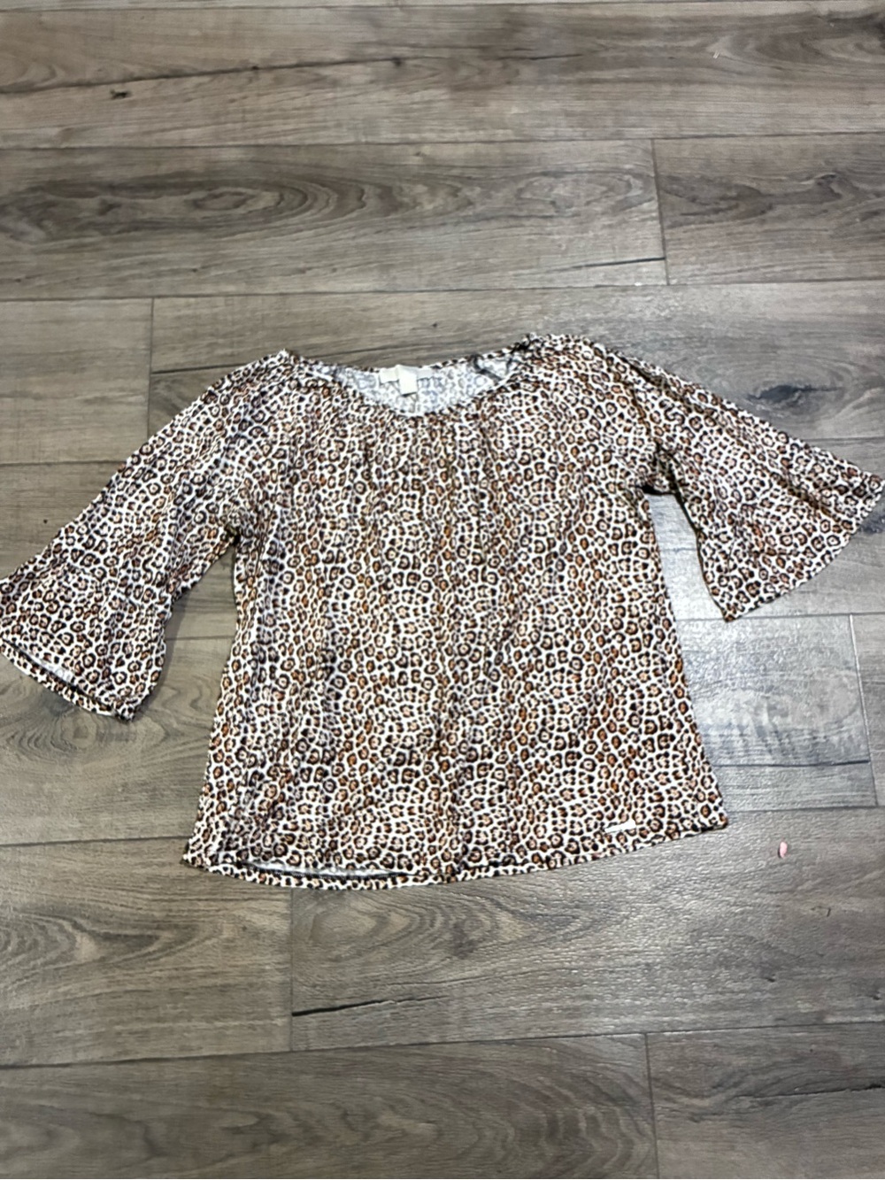 MICHAEL Michael Kors Leopard Print Bell Sleeve Blouse - Brown/Black/Cream